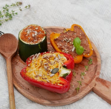 Poivrons farcis, recette bien être et gourmande.