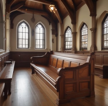 empty cathedral chairs