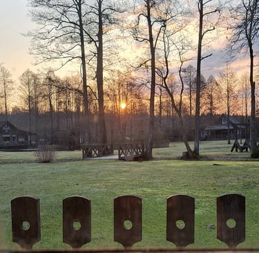 sunset in village