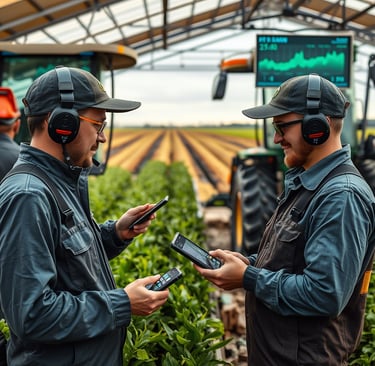 Dos productores con smart phone