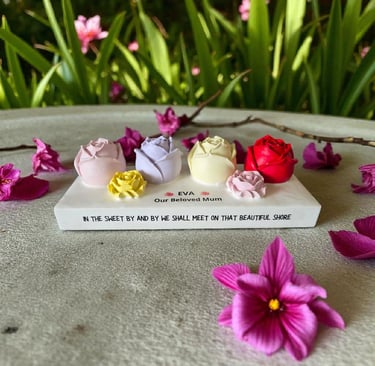 mother memorial made with hydrostone with roses