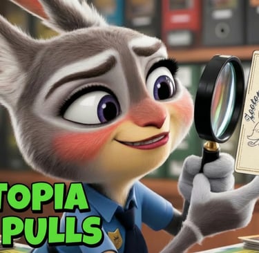 Judy Hopps checking out a trading card