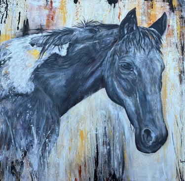 rustic horse painting - abstract horse portrait