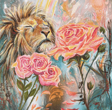 abstract lion painting