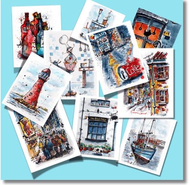 a-selection-of-ink-and-watercolour-sketches