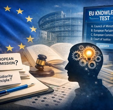 shadow of a student preparing for the EU Knowledge test