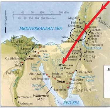 Palestine and Sinai peninsula - route of Chedorlaomer