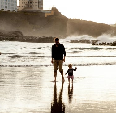 sunset view father and child