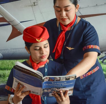 a woman in uniform is reading a book