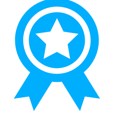 a blue ribbon with a star in the middle