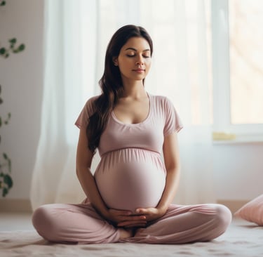 femme enceinte sereine qui fait de la respiration