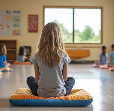 une enfant de dos à l'école