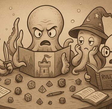 a group of octopuss sitting around a table