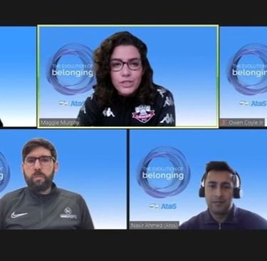 Screenshot of "Sports as a driver for belonging" panel discussion.