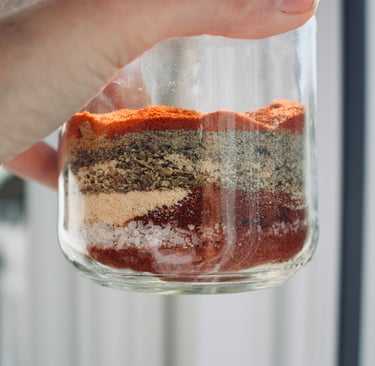 blackening spice layered in a jar