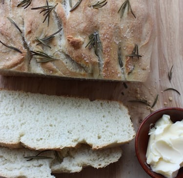 sliced rosemary focaccia bread