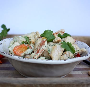 coconut cashew dressing tossed with chicken and vegetables