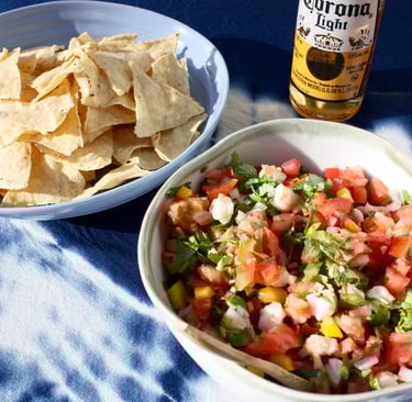 Mexican shrimp ceviche with tortilla chips