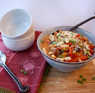 chickpea curry with coconut and cashews