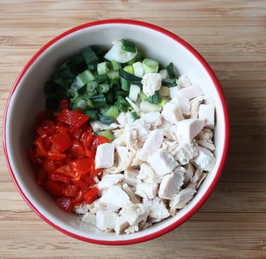chopped ingredients for festive turkey rolls