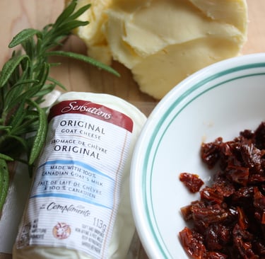 ingredients for sundried tomato rosemary compound butter