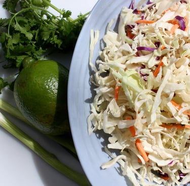 ingredients for creamy Asian slaw