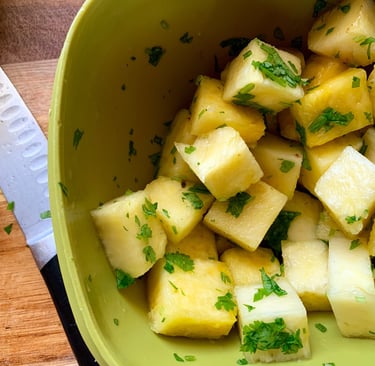 chopped pineapple tossed with cilantro and lime juice