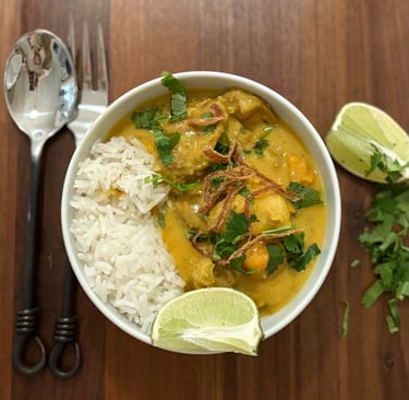 Burmese chicken curry with tumeric and sweet potatoes