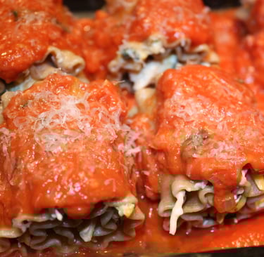 chicken lasagna rolls before being baked