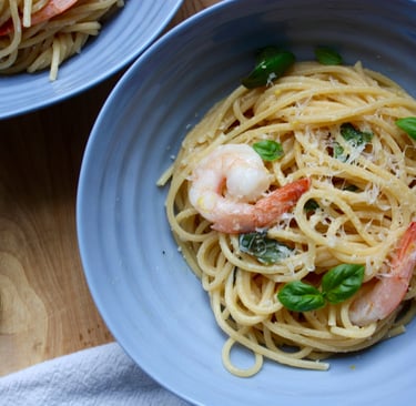 lemon spaghetti with shrimp