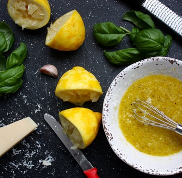 ingredients for lemon spaghetti with shrimp sauce