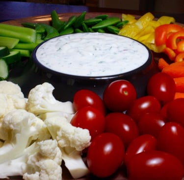 magic dip with a vegetable tray