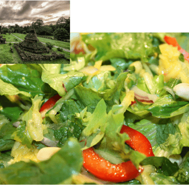 mango salad with a picture of cambodia in the corner