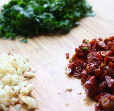 chopped ingredients for Giada's turkey meatloaf