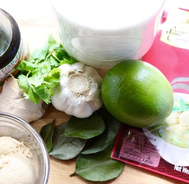 ingredients for green curry mussels