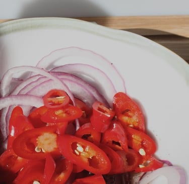 chopped red onion and red chillies