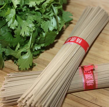 soba noodles and cilantro