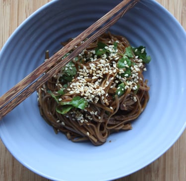 soba noodles in sauce