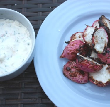 grilled radishes with dipping sauce