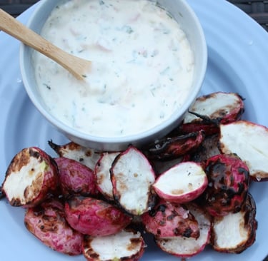 grilled radishes with dipping sauce