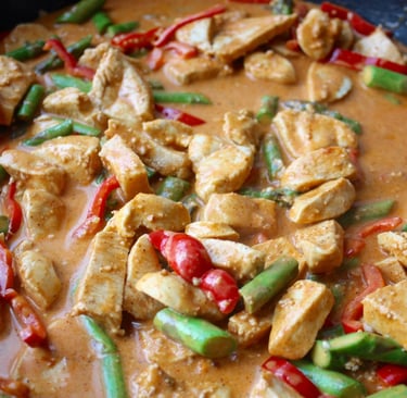 Thai red curry chicken and vegetables