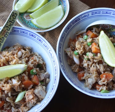 bowls of spicy fried rice