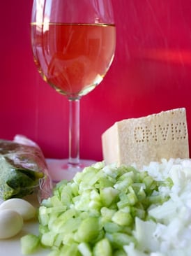 ingredients for white risotto with basil pesto