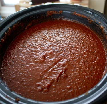 Sam's sauce cooking in crockpot