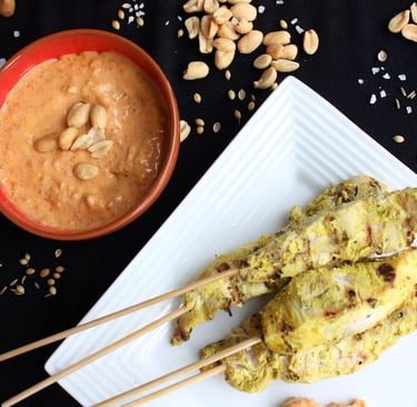 chicken satays with peanut sauce