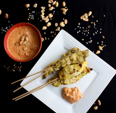 chicken satays with peanut sauce