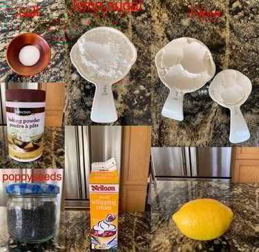 ingredients for lemon poppyseed scones