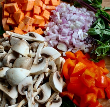 ingredients for sweet potato and chicken curry