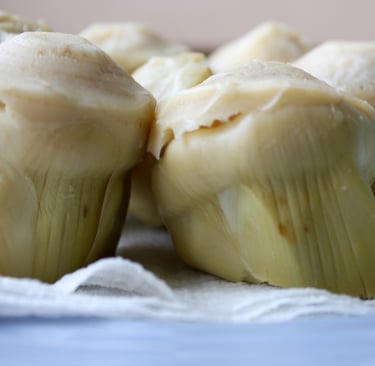 artichokes draining