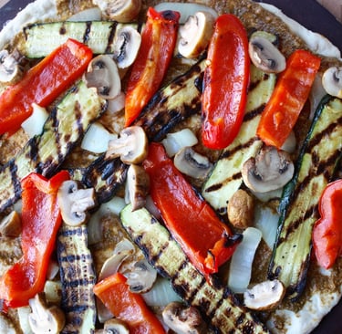 uncooked summer veggie pizza without cheese